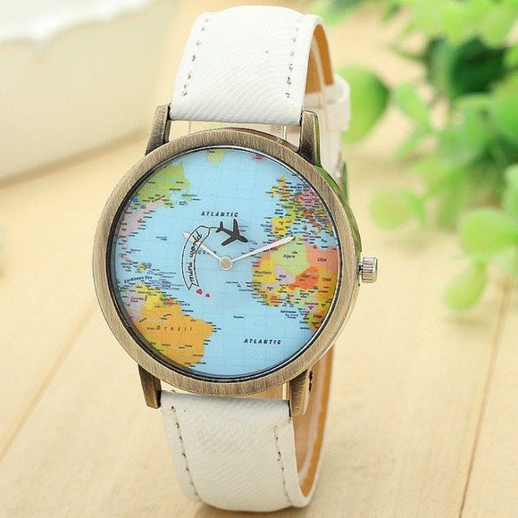 NEW Unisex World Map Plane Quartz Watch - Picture 4 of 6